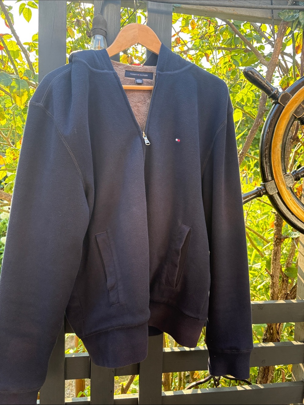 Tommy Hilfiger Dark Navy Zip Hooded faux fur sweatshirt Jacket